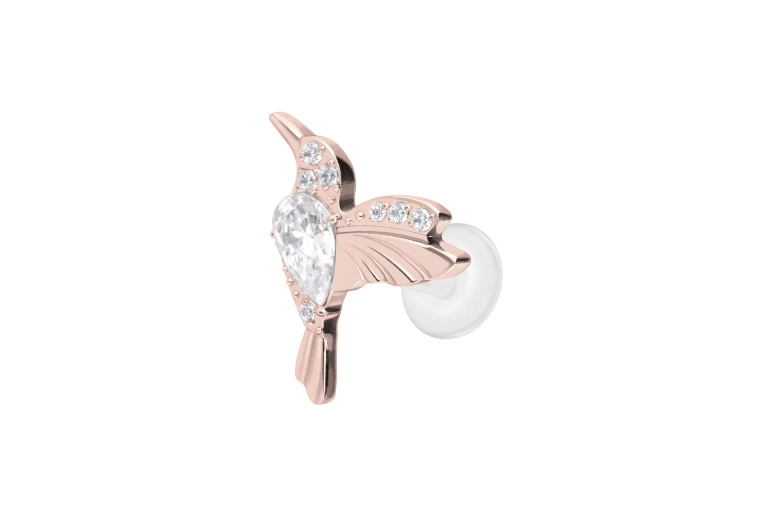 PTFE Labret Piercing mit Innengewinde + Titan-Aufsatz KOLIBRI